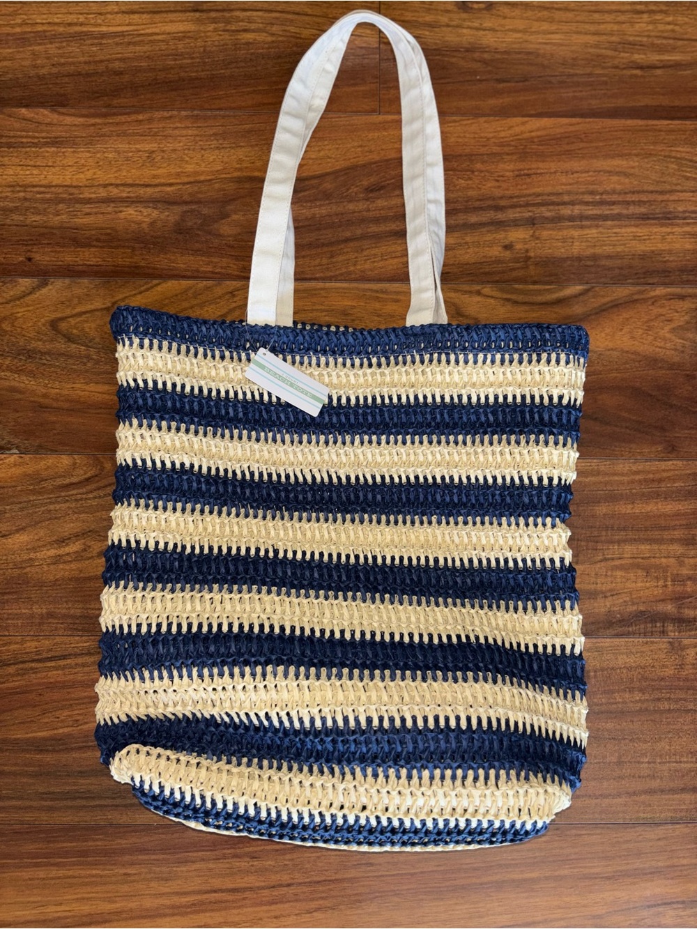 Target Navy and Cream Striped Crochet Tote
